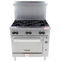 36S-6BN Vulcan Commercial Gas Range with Standard Oven Base 36S-6BN - 215,000 BTU/Hr
