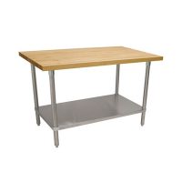 John Boos Wood Top Work Table with Galvanized Undershelf JNS04 - 24" x 72", 1.5" Thick