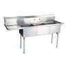 TTS-2424-L24 Thorinox Three Compartment Sink - Left Drain Board TTS-2424-L24 - 24"x24"x14"