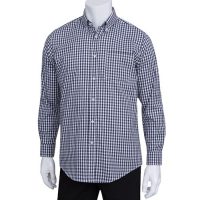 Chefworks D500-BWK-L Mens Gingham Dress Shirt - Dark Navy