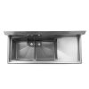 thorinox tds-2424-r24 two compartment sink two drain boards top view