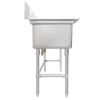 thorinox tts-2424-0 three compartment sink no drain board side view