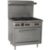 vulcan sx36-6bp commercial gas range with 6 open burner right side view
