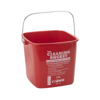 Winco PPL-6R Red Sanitizing Solution Cleaning Bucket - 6qt